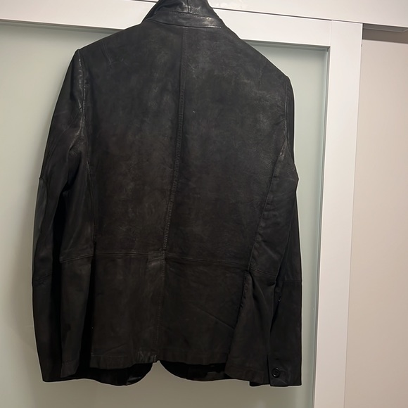 All Saints Double Layer Leather Blazer - Picture 3 of 4